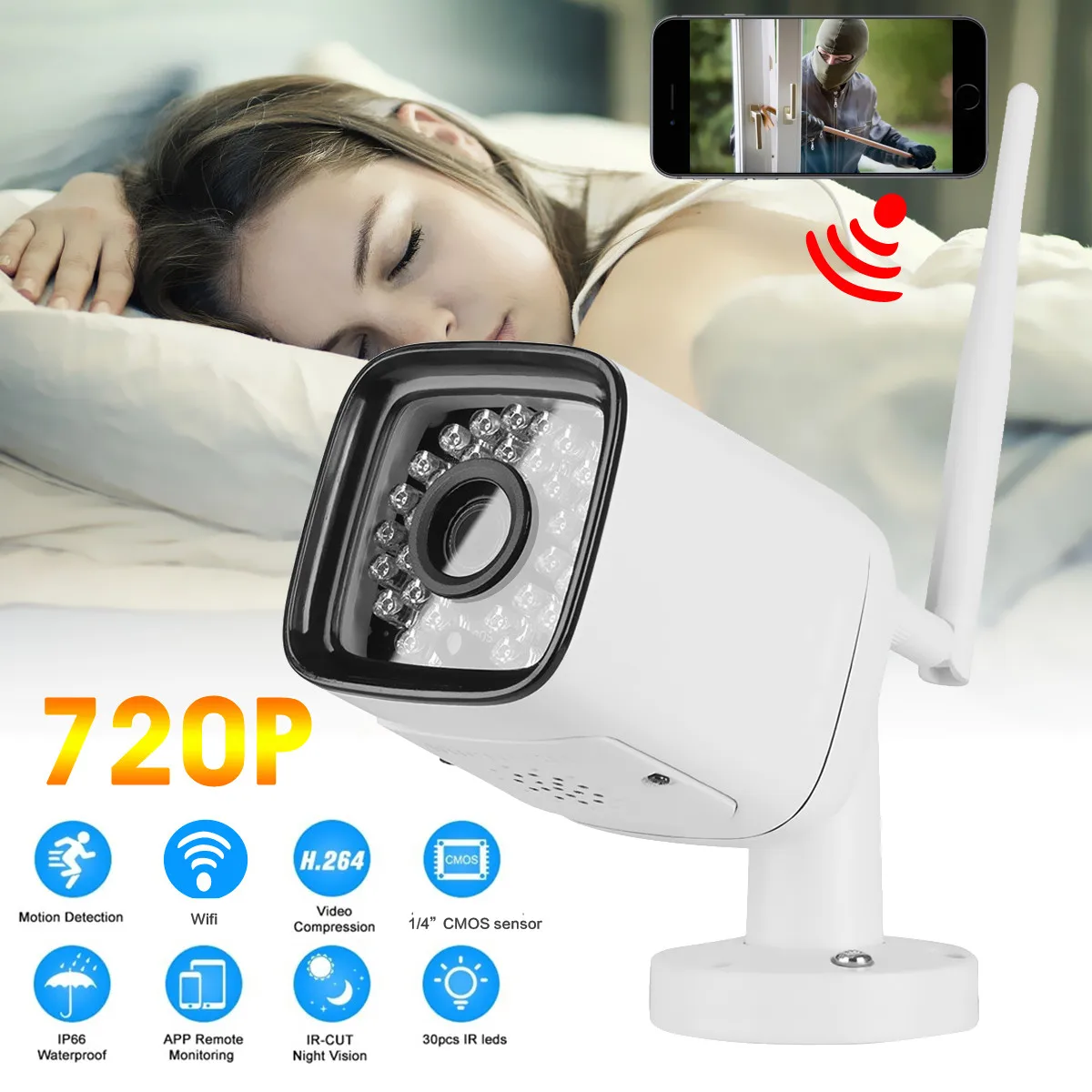 

Safurance 1080P Wireless IP Camera TF Card 2MP IR Night Vision HD WiFi CCTV Camera Audio Voice Intercom Video Alarm Surveillance