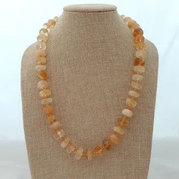 

21'' Natural Yellow Gems Faceted Rondelle Nugget Necklace