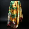 90*90cm square silk scarf Women Shawl Print Satin Hijab Female Luxury Brand Square Lady muffler coverchief bandanna pareo girl 3