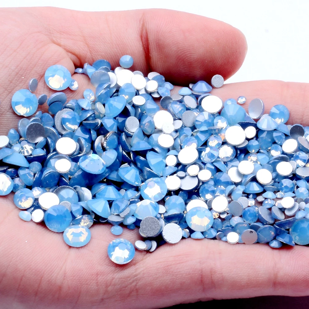 

Blue Opal Crystal Glass Flatback Non Hotfix Rhinestones For Nails 3D Nail Art Decoration Gems