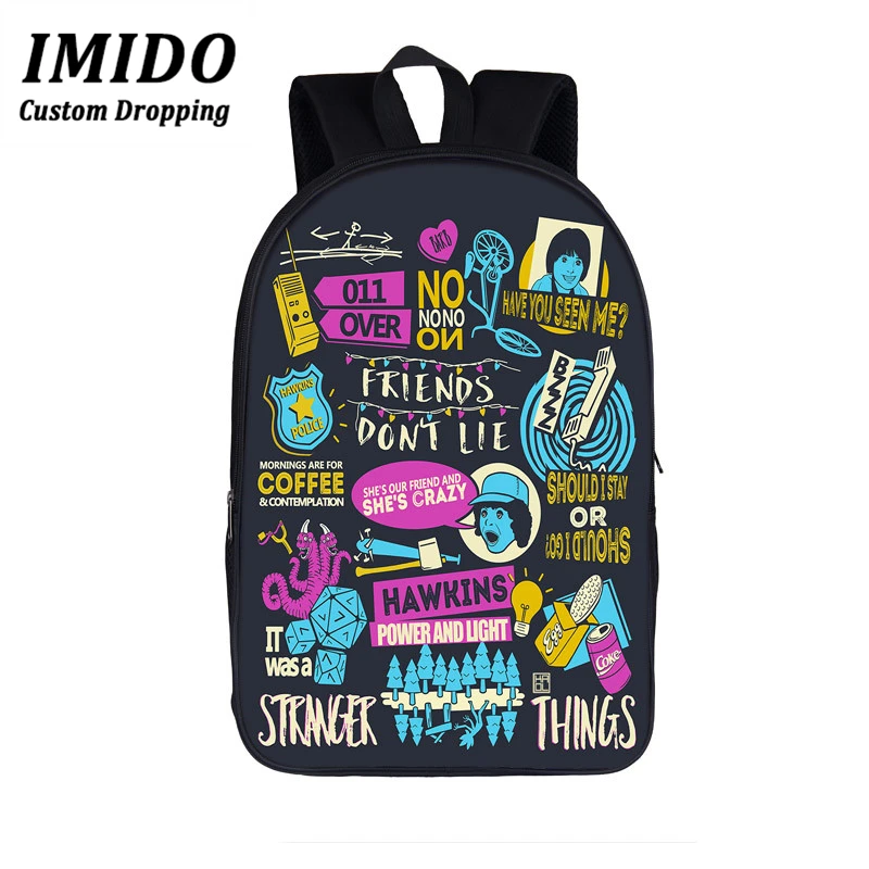 

IMIDO 2020 Friends Dont Lie Pattern School Bag for Girls Boys Kids Daily Backpack Student Child Travel Mochila Escolar Book Bag