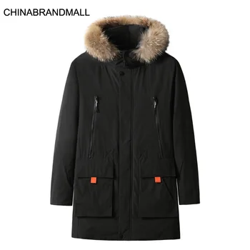 

Men Winter Thicken Keep Warm Medium Length Cotton-padded Jacket Fat Man Plus Fat Plus Size Leisure With Cap Cotton Coat Super