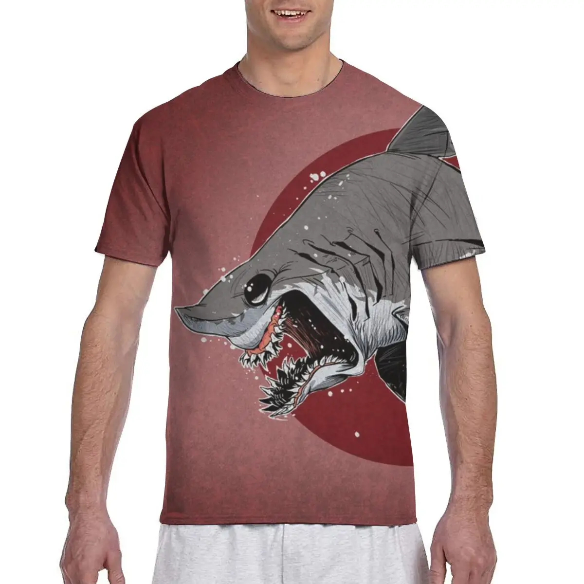 

Shark New Print Men's Rock band O-neck T-shirts