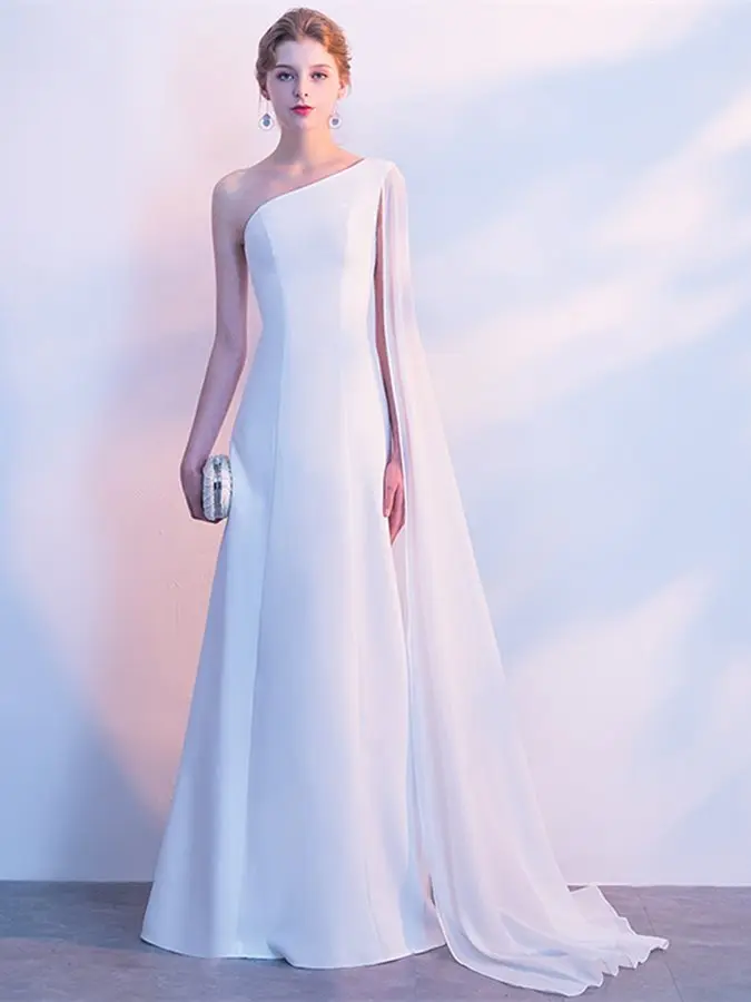 

Женское вечернее платье с одним плечом, белое платье-Русалка с рукавами-крылышками, платье для выпускного вечера, Рождественская одежда, 2021