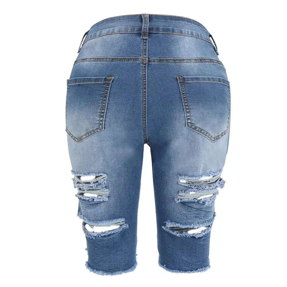 ladies knee length denim shorts