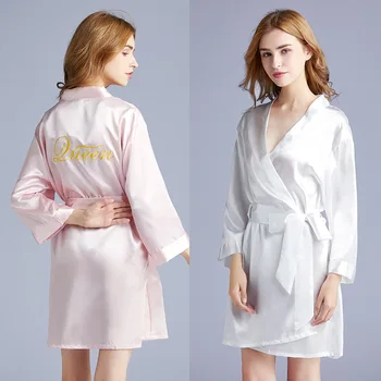 

Version Women's Silk Women's Robes Marriage Makeup Robe Embroidered Queen Cardigan Robe Bride Bridesmaid Morning Gowns