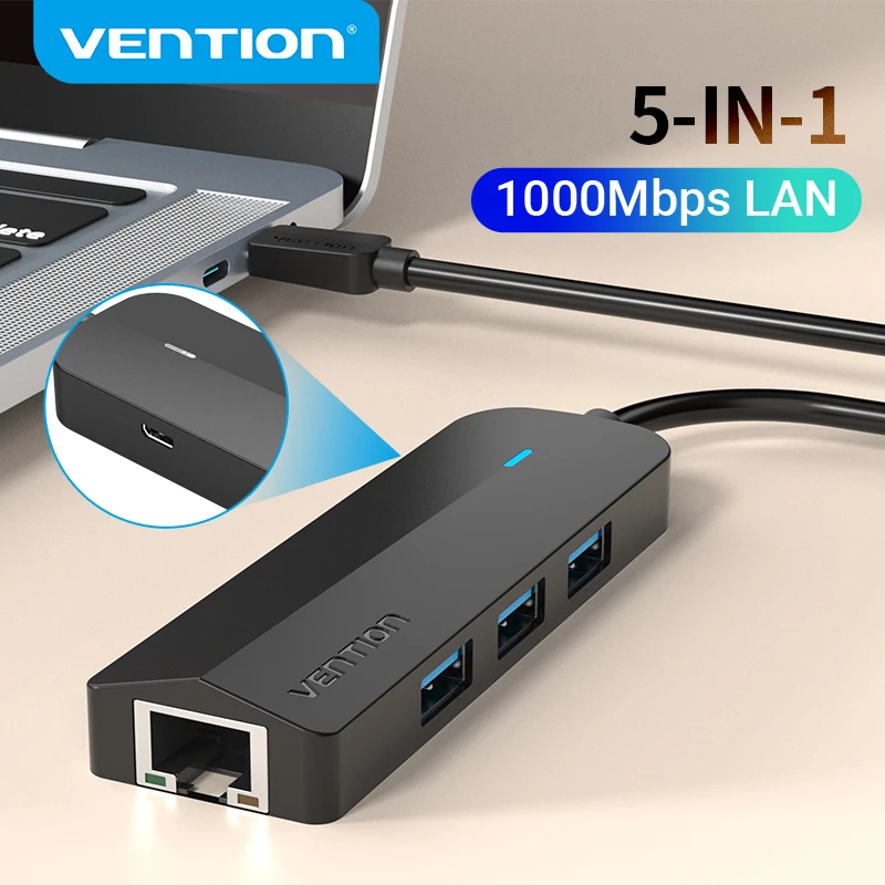 Vention USB Type C Ethernet Adapter USB C Network Card to USB 3.0 2.0 1000Mbps Gigabit RJ45 Lan USB HUB for MacBook iPad Pro wireless adapter