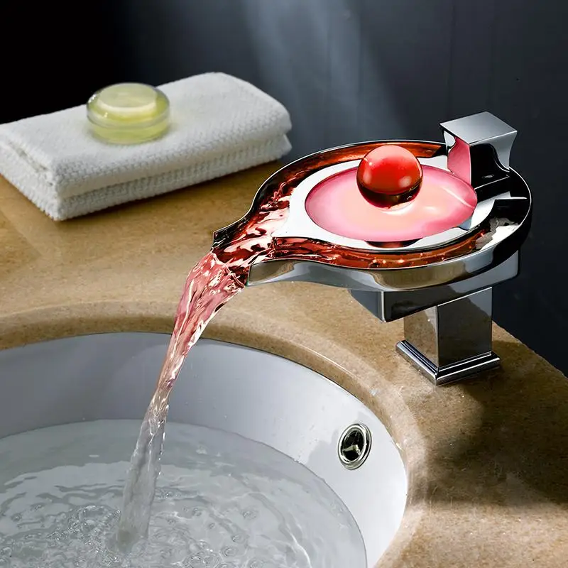 Светодиодный светящийся жемчужный кран для раковины. Одинарный Хромированный