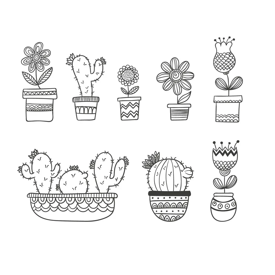 Potted Cactus and Potted Flower Plants Clear Stamps for Scrapbooking New Christmas Stamp for Photo Album Decorative Crafts