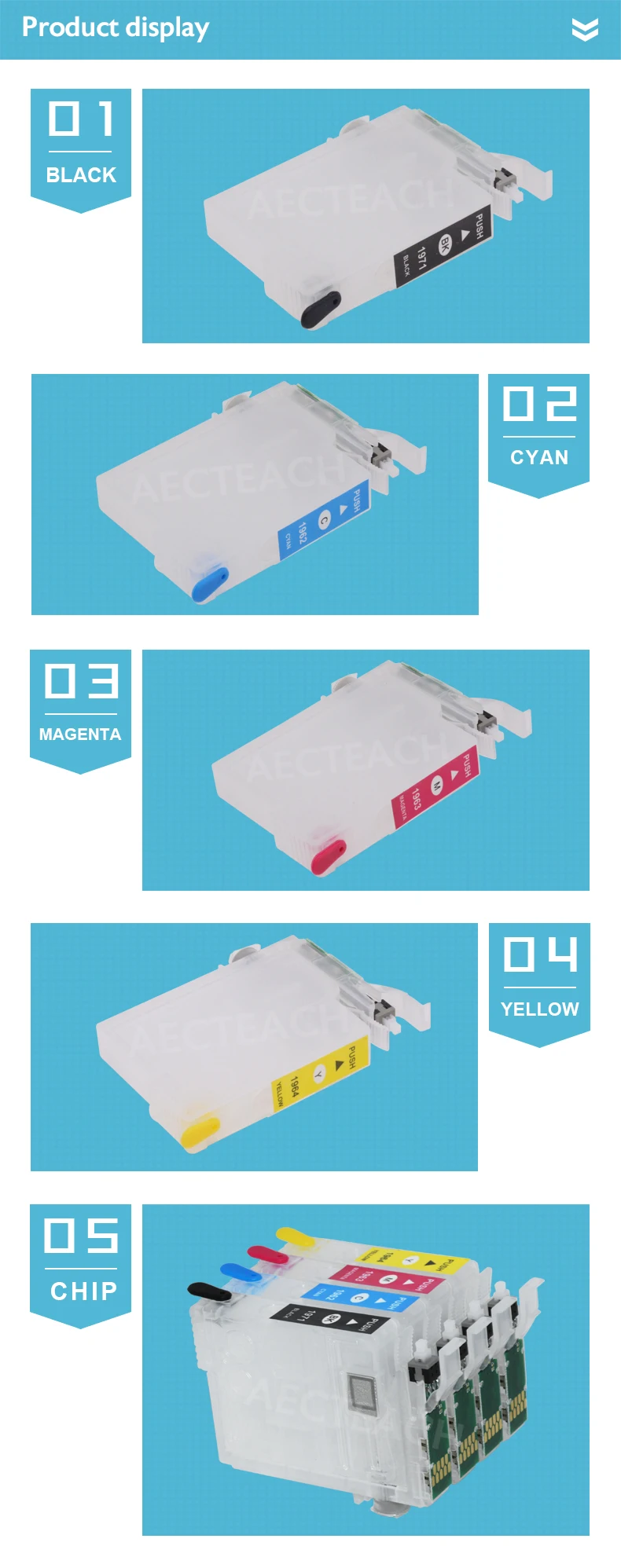 Aecteach перезаправляемый картридж T1971 для Epson EXPRESSION XP-101 201 211 401 204 104 214 411 WF-2532 принтер с чип сброса
