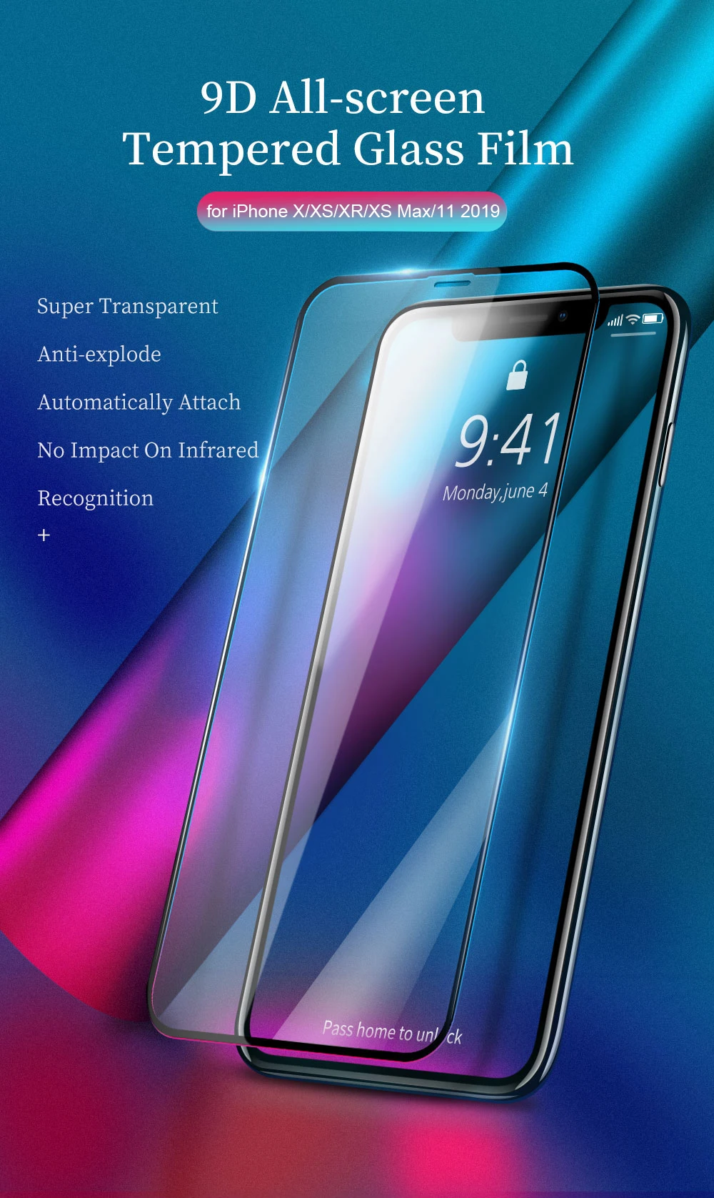 Полное покрытие протектор экрана закаленное стекло для iPhone Xi Max Xir Взрывозащищенная защитная стеклянная пленка для iPhone 11 Pro Max