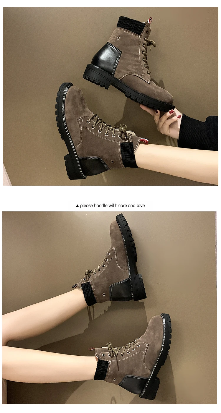Ботинки; женская обувь; женские ботинки; Модные ботильоны на плоской подошве; зимние ботинки; Новинка года; Зимние Теплые ботильоны на плоской подошве с коротким ворсом; X328