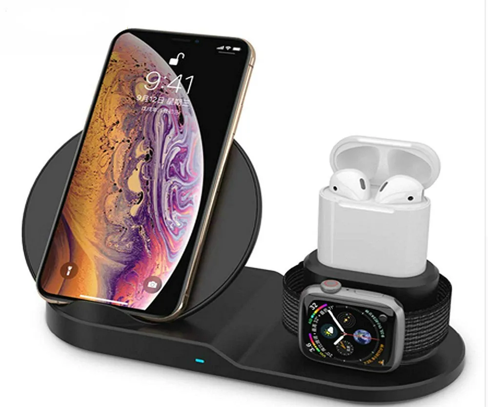 

Wireless Charger,3 in 1 Wireless Charging Stand for Apple Watch,Charging Station for Airpods,Fast Wireless Charger Dock (Black)