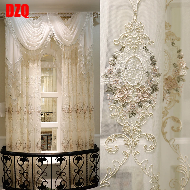 curtains for sale European luxury Turkish embroidered voile Curtains sheer for living room bedroom floral curtain tulle sheer window drapes blackout curtains