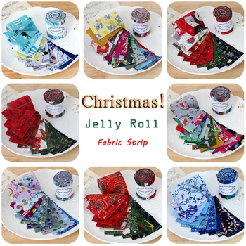 

6.2x110cm Christmas Cartoons Pattern Jelly Roll Fabric Strip Quilting Fabric Roll DIY Sewing Jelly Roll Strip 10pcs/Roll