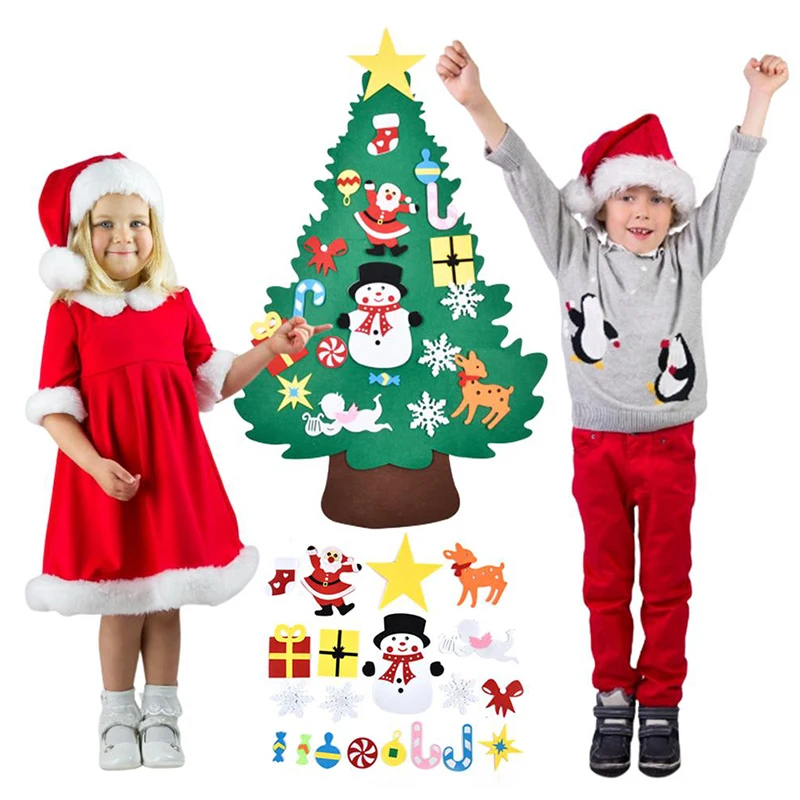 DIY войлочная Рождественская елка, настенные подвесные украшения, рождественские наклейки, украшения, детский подарок для дома, Рождественское украшение