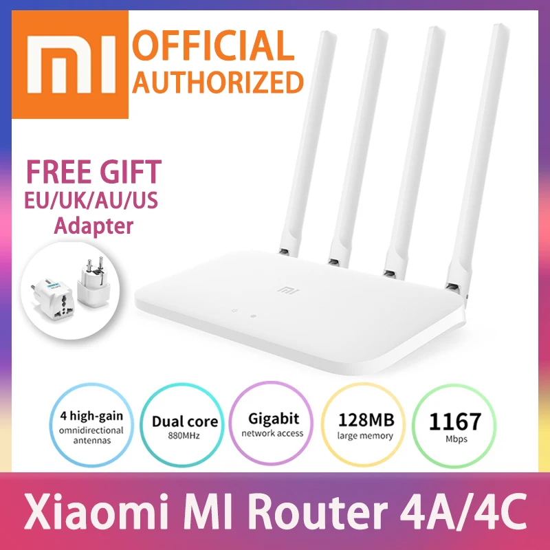 

Xiaomi Router 4A 4C MI Gigabit edition 2.4GHz 5GHz 16MB ROM 128MB DDR3 High Gain 4 Antenna APP Control IPv6 WiFi Xiaomi Router