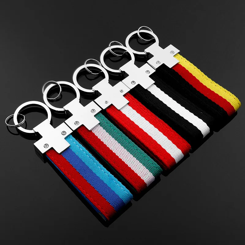 

Car Keychain Handmade Leather Metal Keychain Nylon Rope Key Rings Men's Waist Hanging Car Key Holder Accessories Cars Keychain