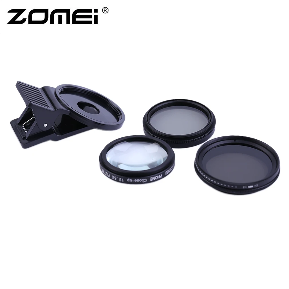 ZOMEI, 4 в 1, фильтр для мобильных телефонов, объектив, универсальный зажим, фильтр для мобильного телефона, 37 мм, широкий объектив, комплект объективов для камеры для iPhone