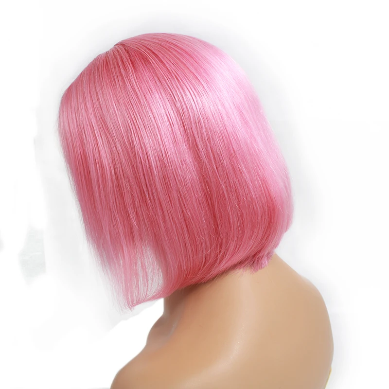 Pink Bob Lace Front Wig 13*4 Pre Plucked Colored Blue Yellow Red Gray Virgin Brazilian Human Hair Wigs for Black Women