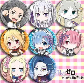 

8pcs/1lot Anime Life in a different world from zero Rem Natsuki Subaru Figure 5029 Badges Round Brooch Pin Gifts Kids Toy