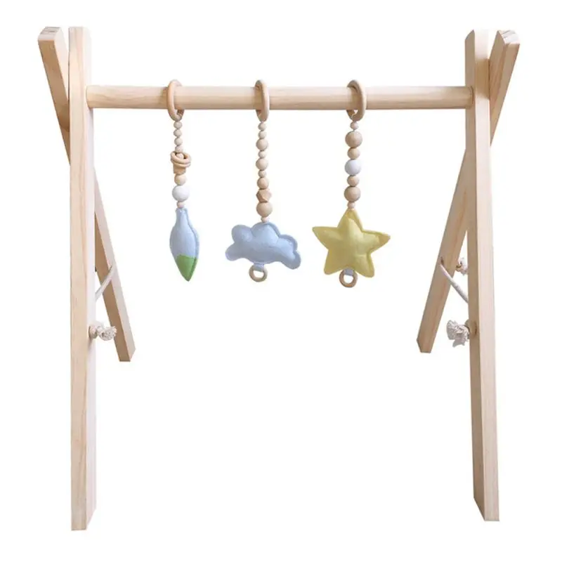 

Nordic Style Baby Gym Play Frame Wooden Infant Nursery Sensory Ring-pull Toy E65D
