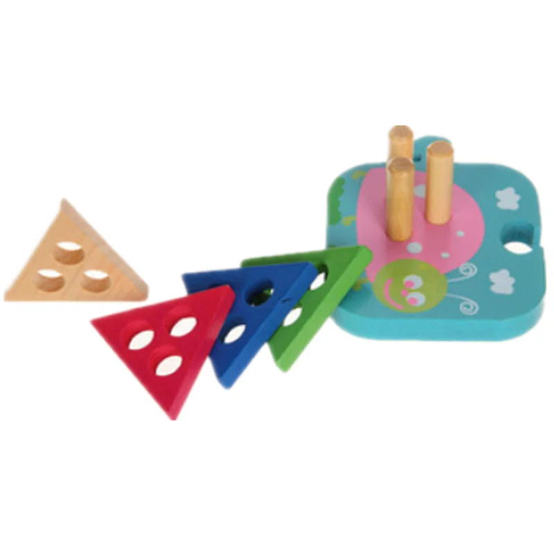 Цветные деревянные блоки с четырьмя колоннами, сочетающиеся с геометрией и мудростью, четыре комплекта детских обучающих блоков для раннего развития