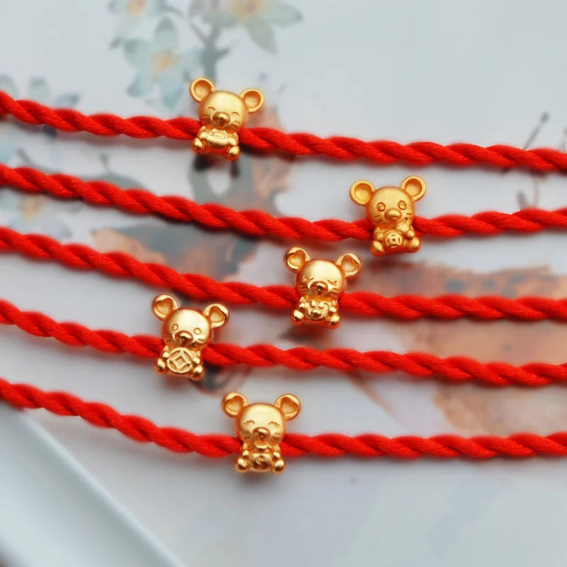 

2020 Mouse Bracelets For Women Jewelry Cute Gold Chinese Zodiac Animal Blessing Red Rope Bangle Girl New Year Accessories KOFSAC