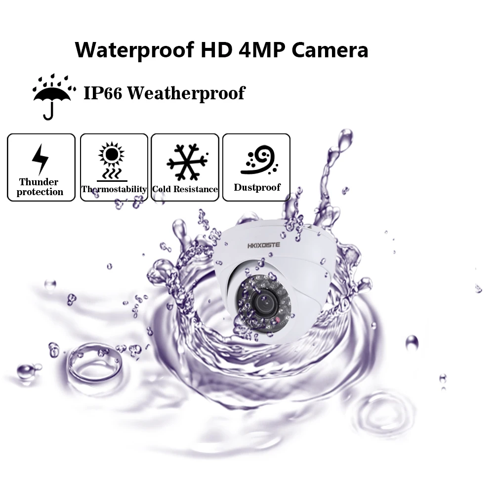  4 Channel CCTV Security camera with AHD 5MP DVR System 4 x 4MP Wihte Black Dome Camera video survei - 32851399032