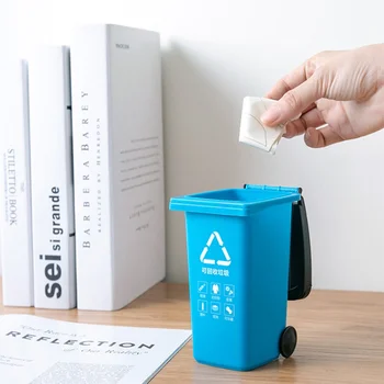 

Mini Desktop Trash Household Cute Mini Trash Can Wet And Dry Classification Trash Basket 4 Colors Save Space Home Office Storage