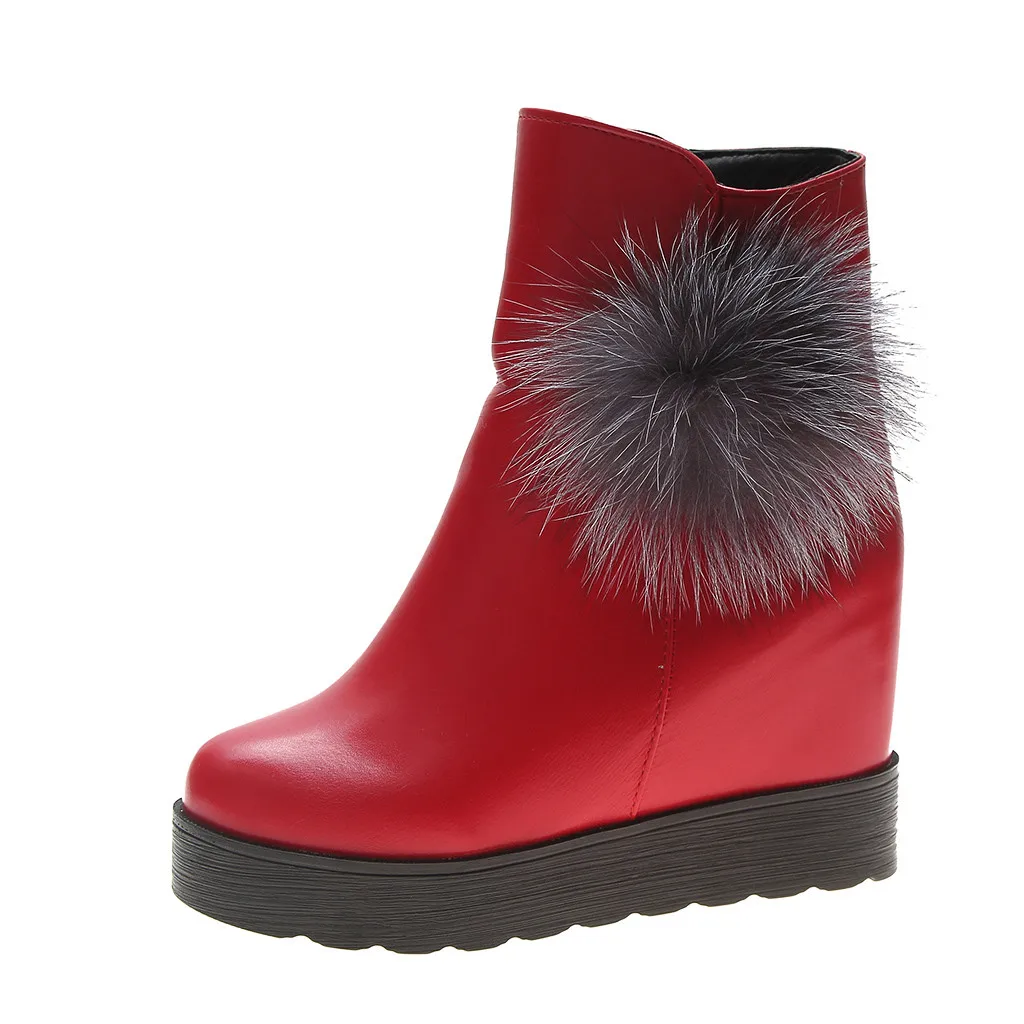 Женская зимняя обувь на высоком каблуке увеличивающая рост женские теплые