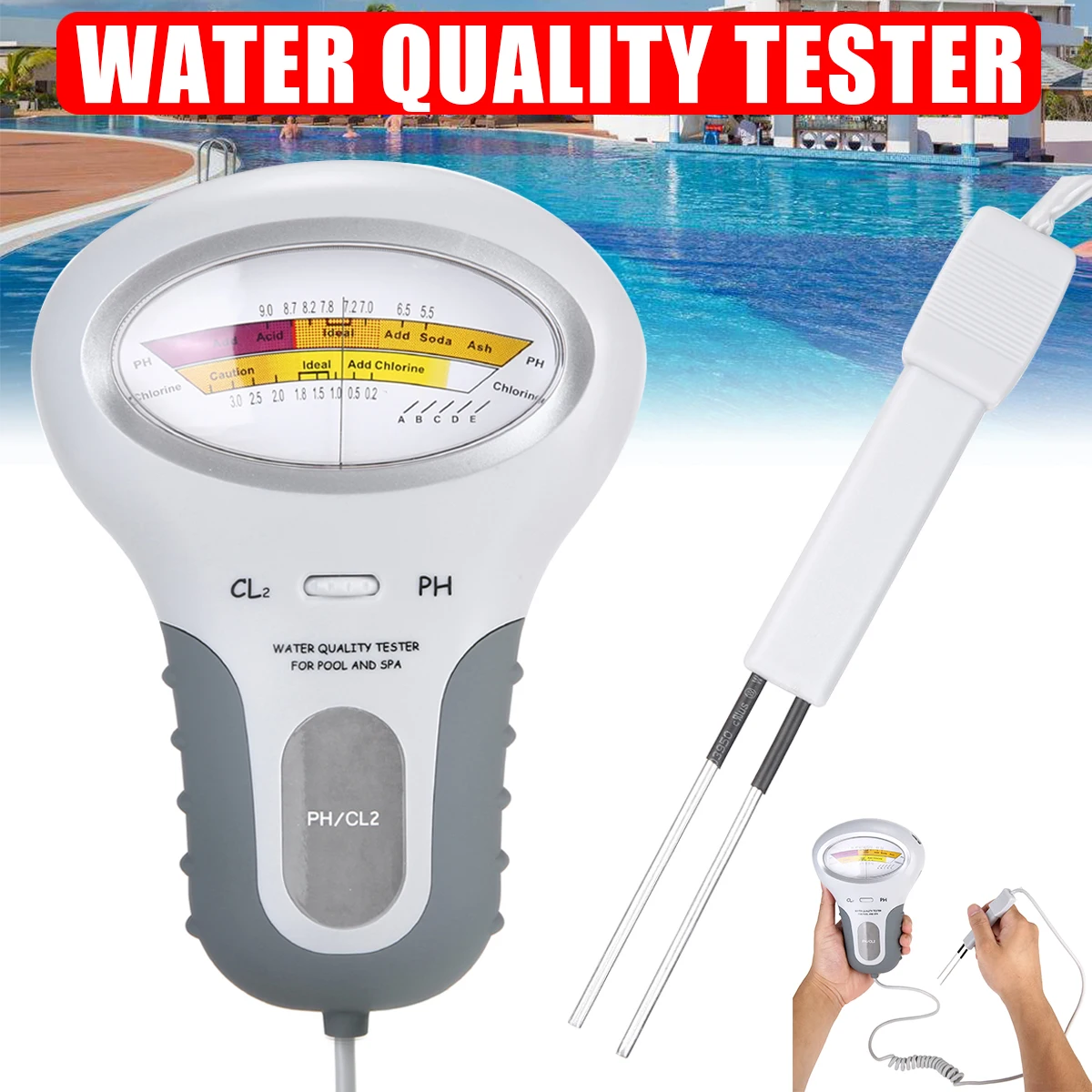 1 pcs Portable No Consumable Water Quality Tester Chlorine With Handle For Swimming Pools Or Spa PH Meters Analyze | Инструменты