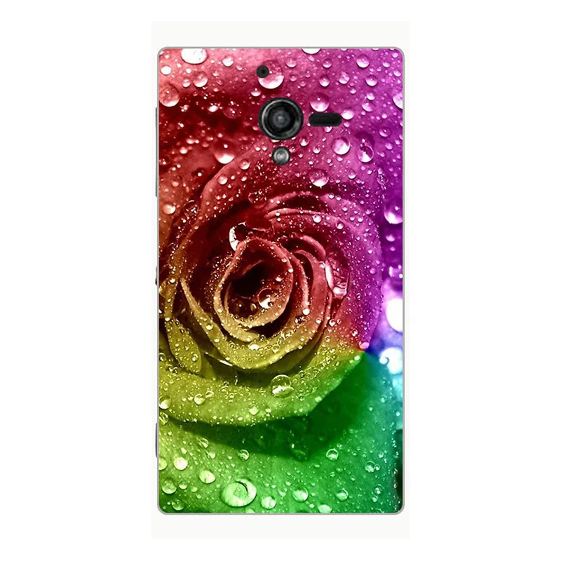 Модный Мягкий ТПУ силиконовый чехол для sony Xperia ZL L35H C6502 C6503 C6506 5," чехол с принтом задняя крышка чехол с рисунком розы