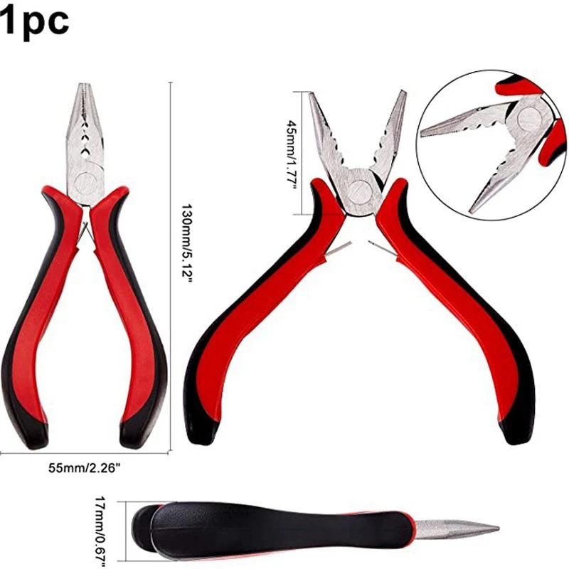 1 Pack 45 Steel Jewelry Bead Crimper Tools Crimping Press Plier for Jewelry Making Red network wire tester