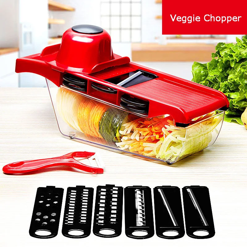 

Fruit Cutter Multi-function Chopper Manual Garlic Potato Chopper Slicer Cutter With 6 Blades Veggie Chopper Kitchen Tool