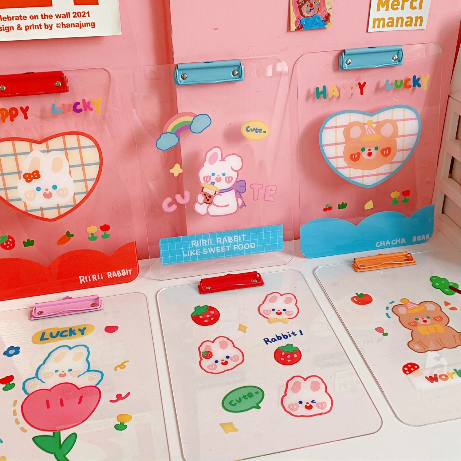 MINKYS 귀여운 A4 파일 폴더 클립 시험지 폴더, 하드 보드, 학교 문구