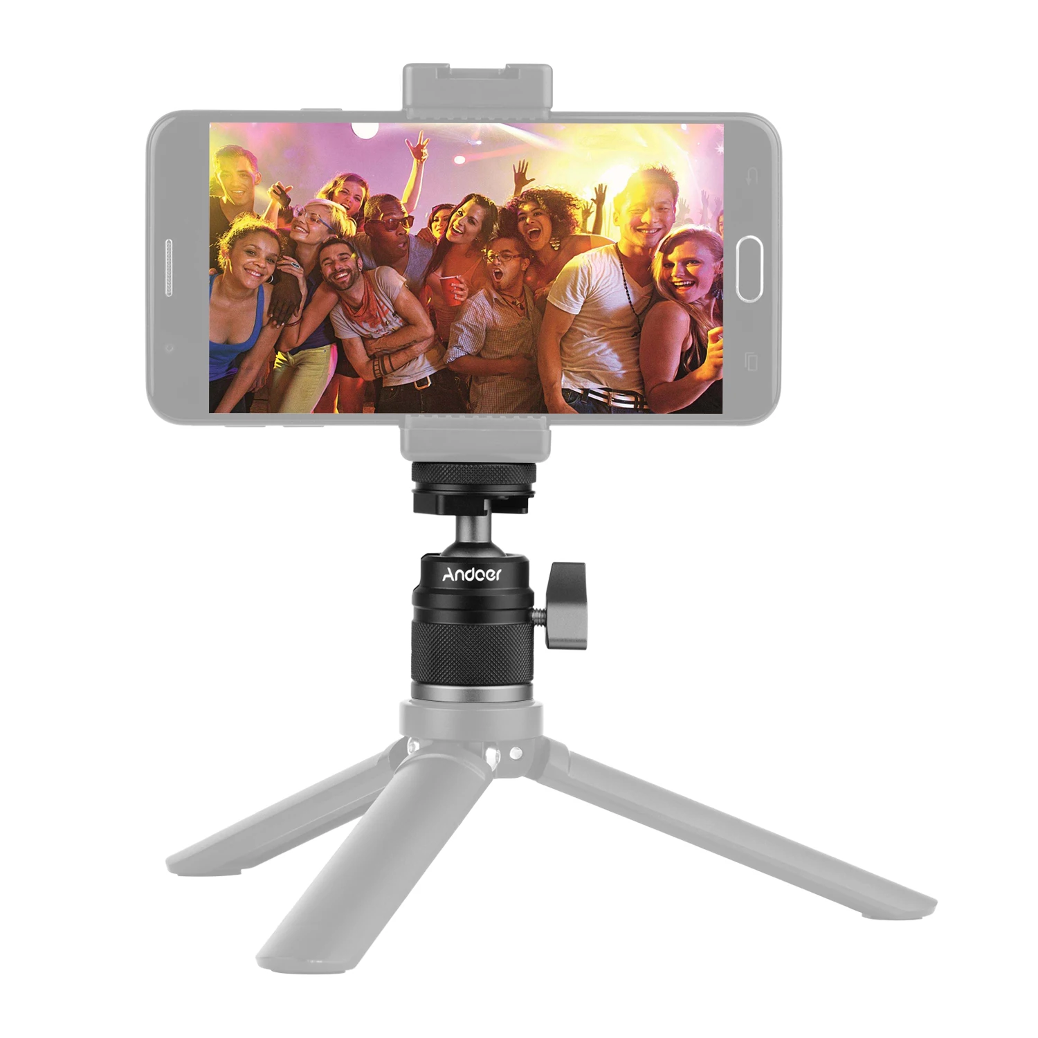 tripod ball head Andoer 2 in 1 Ball Head Dual Use with 1/4 Screw Mount 360&deg; Aluminum Alloy for Camera Phone Holder Speedlite Tripod Selfie Stick