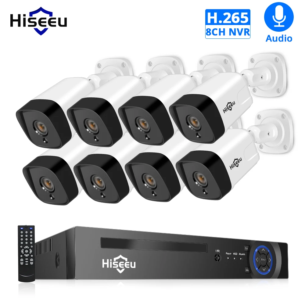 Система видеонаблюдения H.265 8 каналов 1080P POE NVR 4 шт. запись 2 МП IP камера ИК комплект