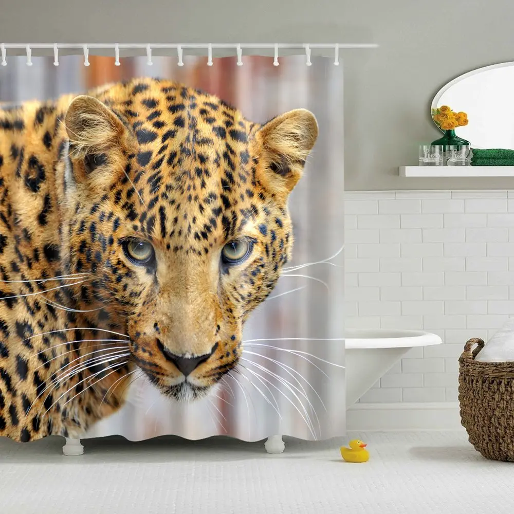 Dafield Leopard Shower Curtain 3d Super Cool Leopard Print Set Animal