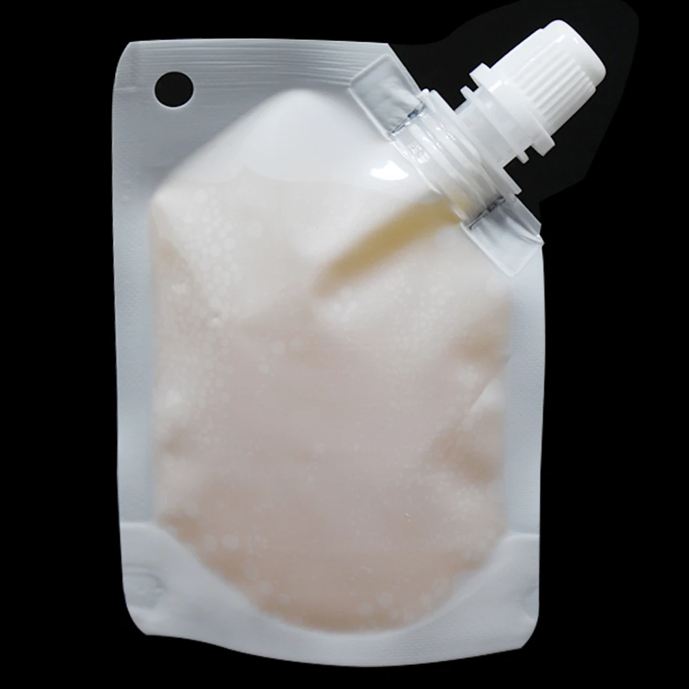 

150pcs/lot 7*10cm Transparent Stand Up Drinking Package Spout Bag White Doypack Spout Pouch Bags For Beverage Milk Juice Packing
