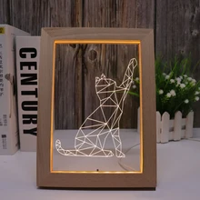  Retro wooden 3D photo frame night light led luminous photo frame light USB gift light 