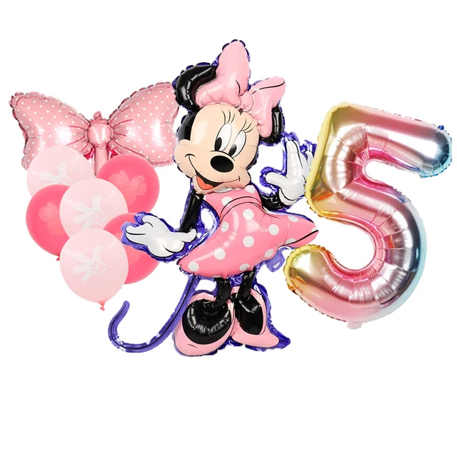 8pcs Minnie Balloons Minnie Mouse Birthday Party Decor Cartoon Foil Balloon Baby Shower Birthday Party Decorations 8pcs Number 5