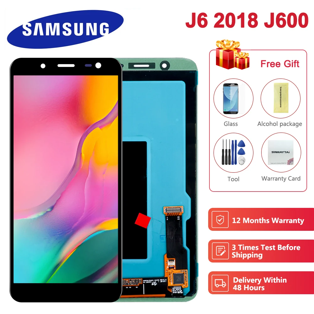 

100% Test 5.6'' Super AMOLED LCD For Samsung Galaxy J6 2018 J600F J600 Display With Touch Screen Assembly Replacement Parts