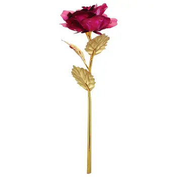 

Rose Valentine's Day Gift Golden Rose Flower with Little Bear Fuchsia