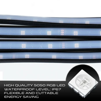 

Waterproof LED Strips Colourful 4pcs set Underbody Undercar Kit RGB Bright 12V