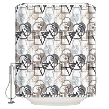 

Geometric Abstraction Shower Curtain Washable Home Bath Decor Curtains With 12 Hooks Fabric Shower Curtain
