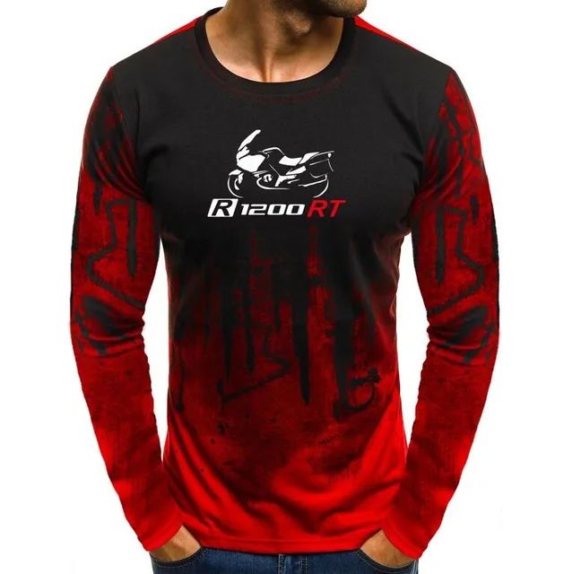 Мужская футболка Приключения GS R1200 RT принт простой градиент Цвет с длинными