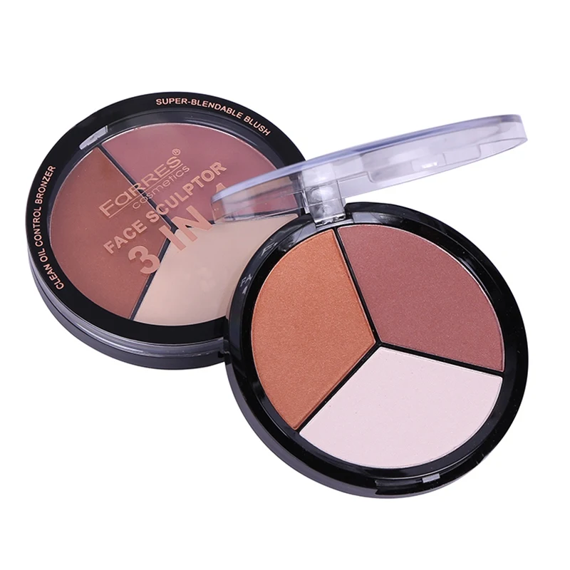 3 цвета, Румяна для лица, пудра, осветляющая кожу, стойкие к размазыванию румяна, бронзер, женские аксессуары для макияжа