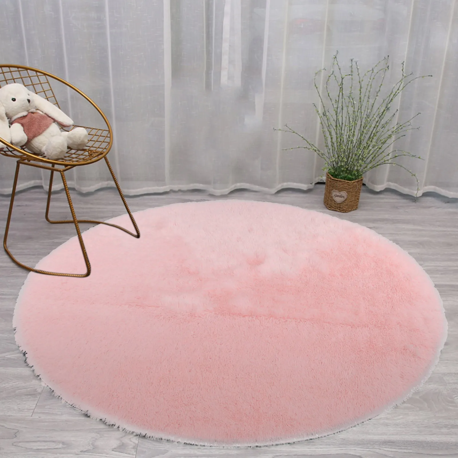 Искусственный Ковер Из искусственной шерсти Круглый однотонный маленький