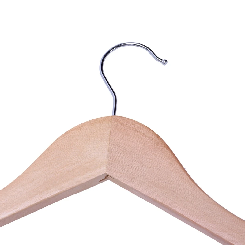 10 Pieces Solid and rotating metal hook Wooden Hangers with Notches Non-slip metal hook for clothes